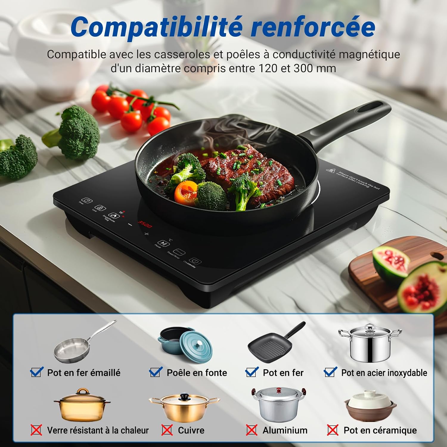 Thumbnail 6 de AMZCHEF Plaque à Induction 3500W à double anneau — contrôle précis et sécurité renforcée