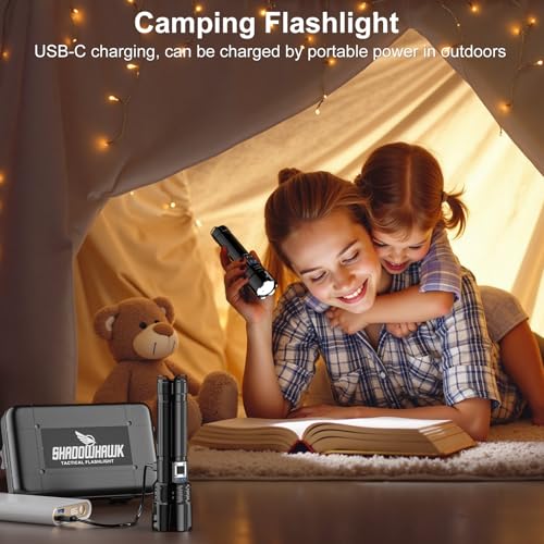 Thumbnail 7 de Shadowhawk Linternas LED Alta Potencia 1,000,000 Lúmenes, Linterna LED Recargable USB Táctica Militar Potente, XHP70.2 Linterna a Pilas, IPX67 Impermeable 5 Modos Portátil Linternas