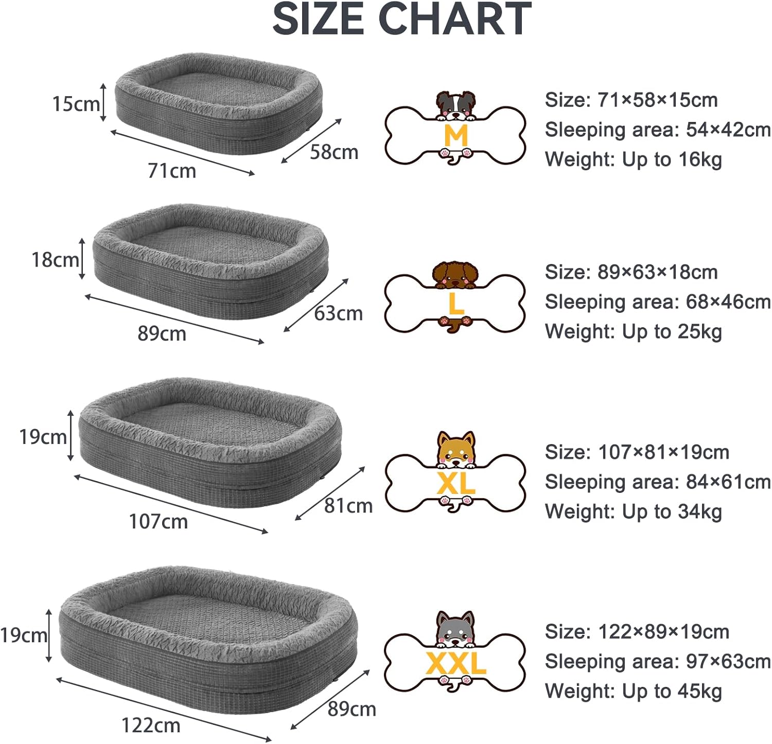 Thumbnail 5 de Pawk XL Orthopedic Memory Foam Dog Bed 41kg