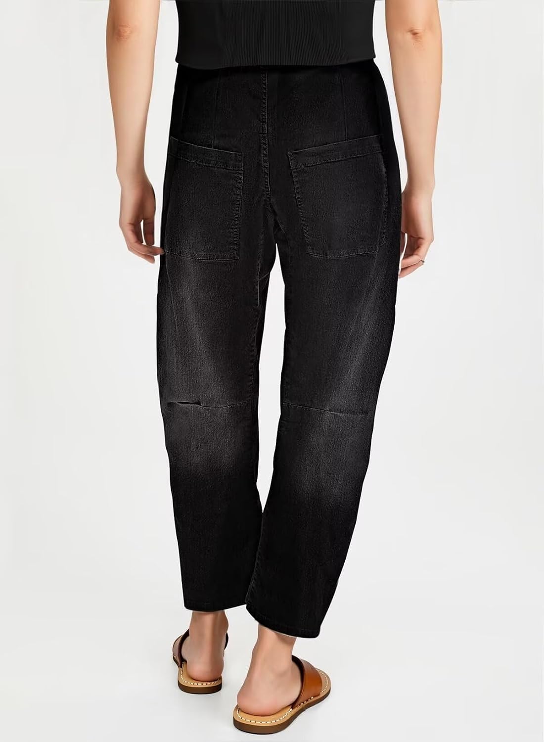 Detalle 2 de EVALESS Barrel-Leg Jeans for Women, High-Rise Stretch, Relaxed Fit