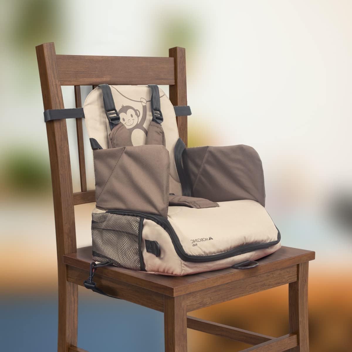 Thumbnail 1 de Mobiclinic Rehausseur Chaise Enfant Pliable avec Compartiments – Gris Monkey (6–36 mois, jusqu’à 15 kg)