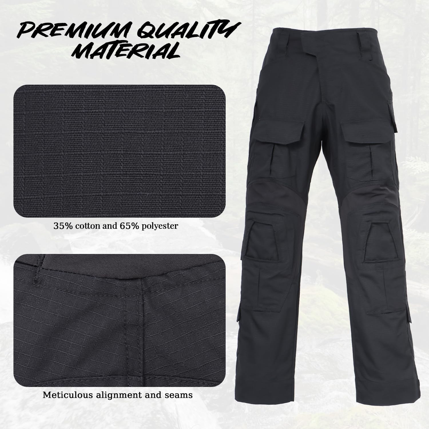Detalle 2 de BWBIKE Herren Taktische Kampf Cargo Hose – Camouflage, Mehrtaschen, Outdoor Exploration
