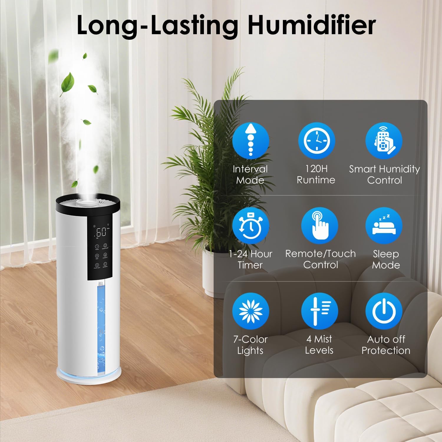 Detalle de GloryAir 8L Humidifier for Large Rooms 🏠