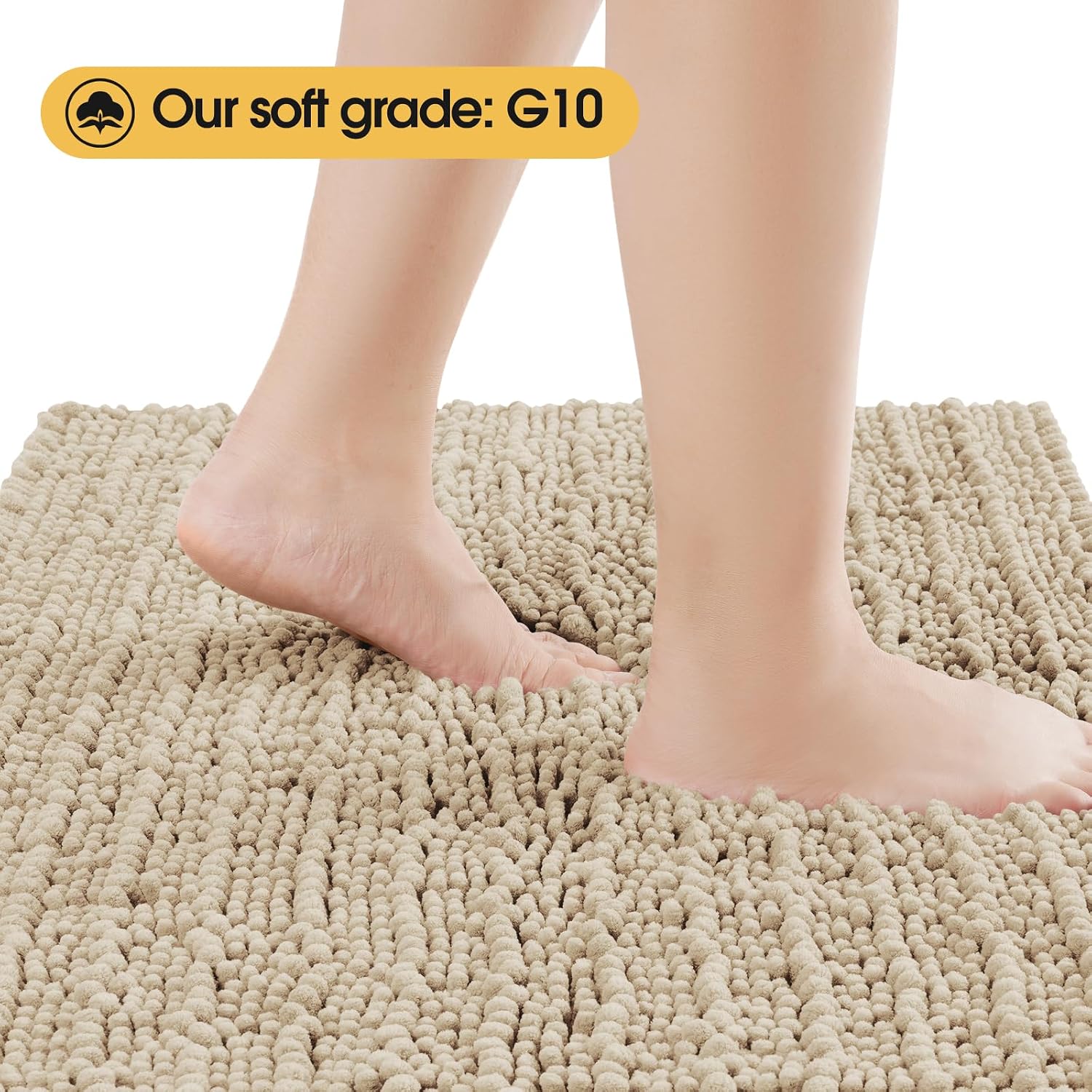 Detalle de ACCUMTEK Upgrade Extra Large Beige Bath Rug Set 3-piece 🧽