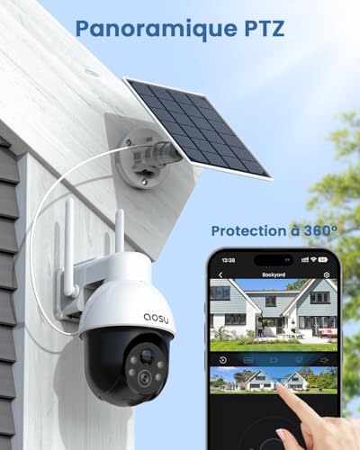Thumbnail 1 de aosu 3K Caméra Surveillance WiFi Extérieure sans Fil – 5MP et énergie solaire