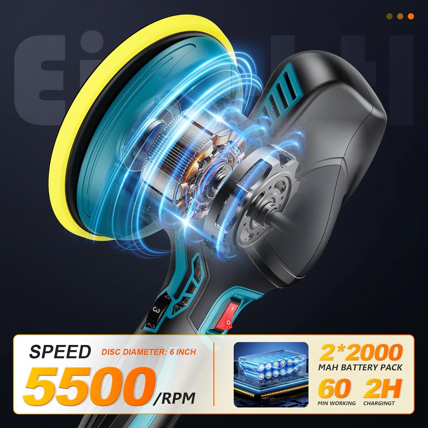 Thumbnail 2 de Akku Poliermaschine 150 mm Exzenter 2×21V