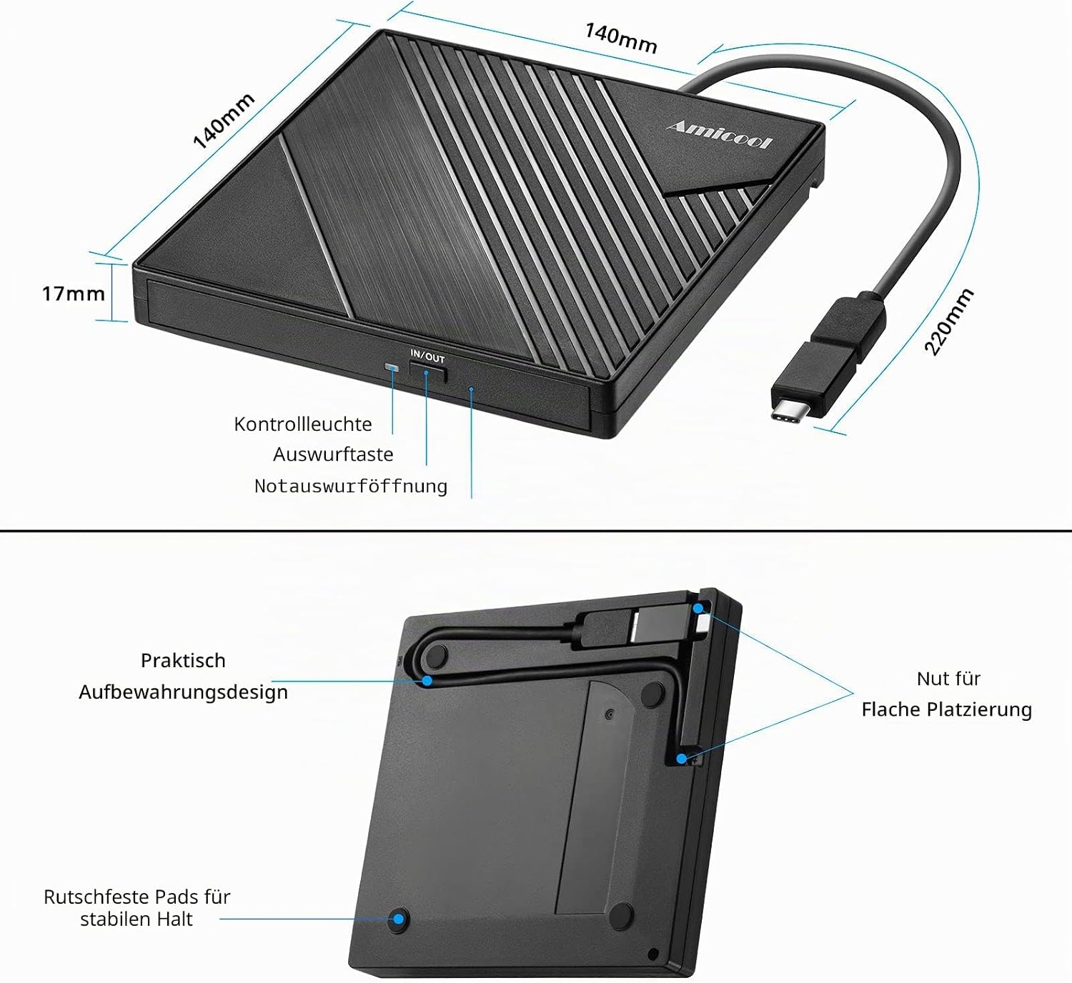 Thumbnail 4 de Amicool Externes DVD Laufwerk USB 3.0