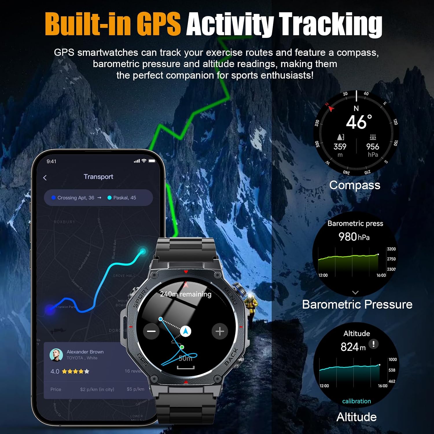 Detalle de GPS Smart Watch for Men with 1.43" AMOLED Display and Military-Grade Durability