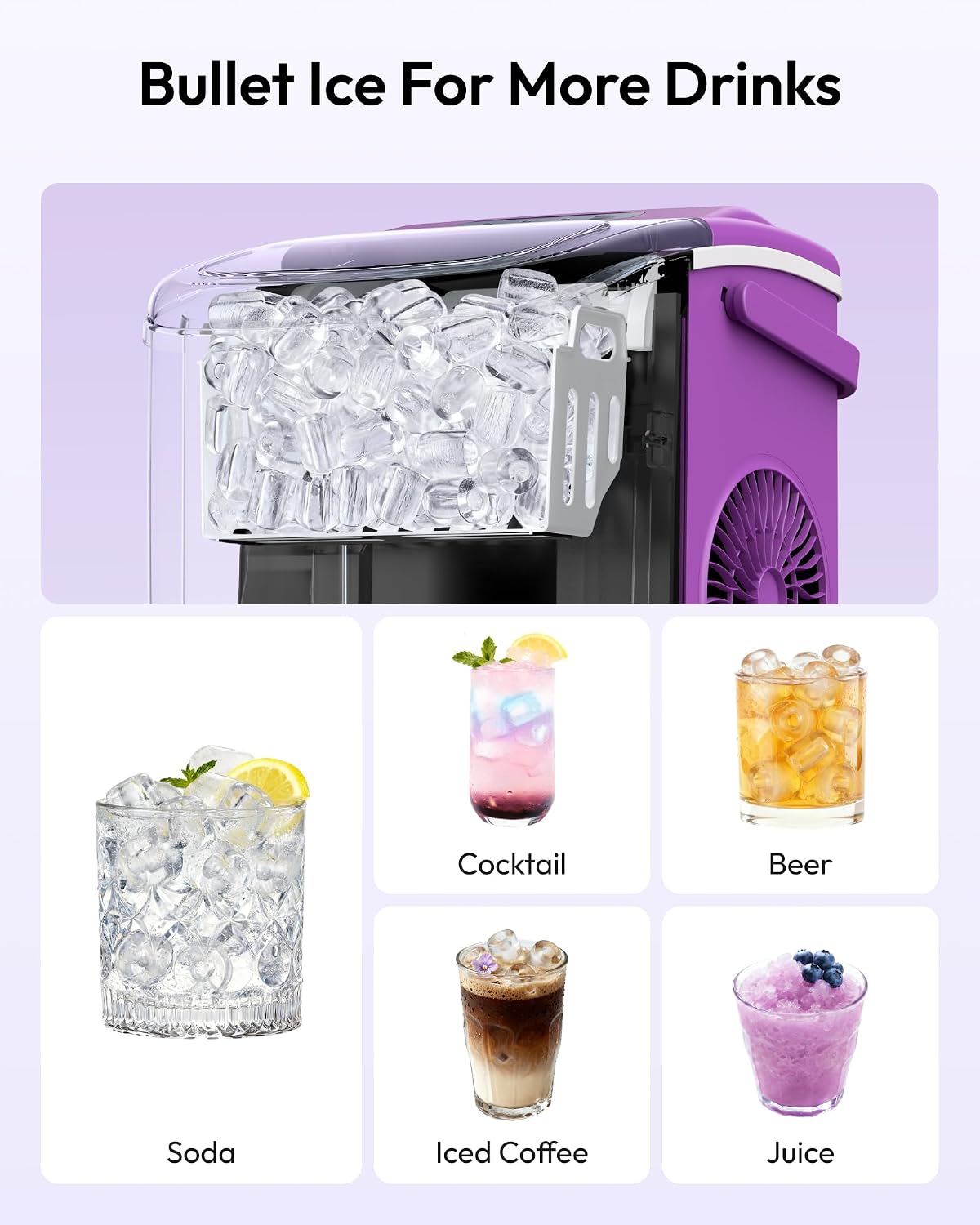 Thumbnail 4 de EUHOMY IM-06E Countertop Ice Maker with Handle, Bullet Ice and Auto-Cleaning
