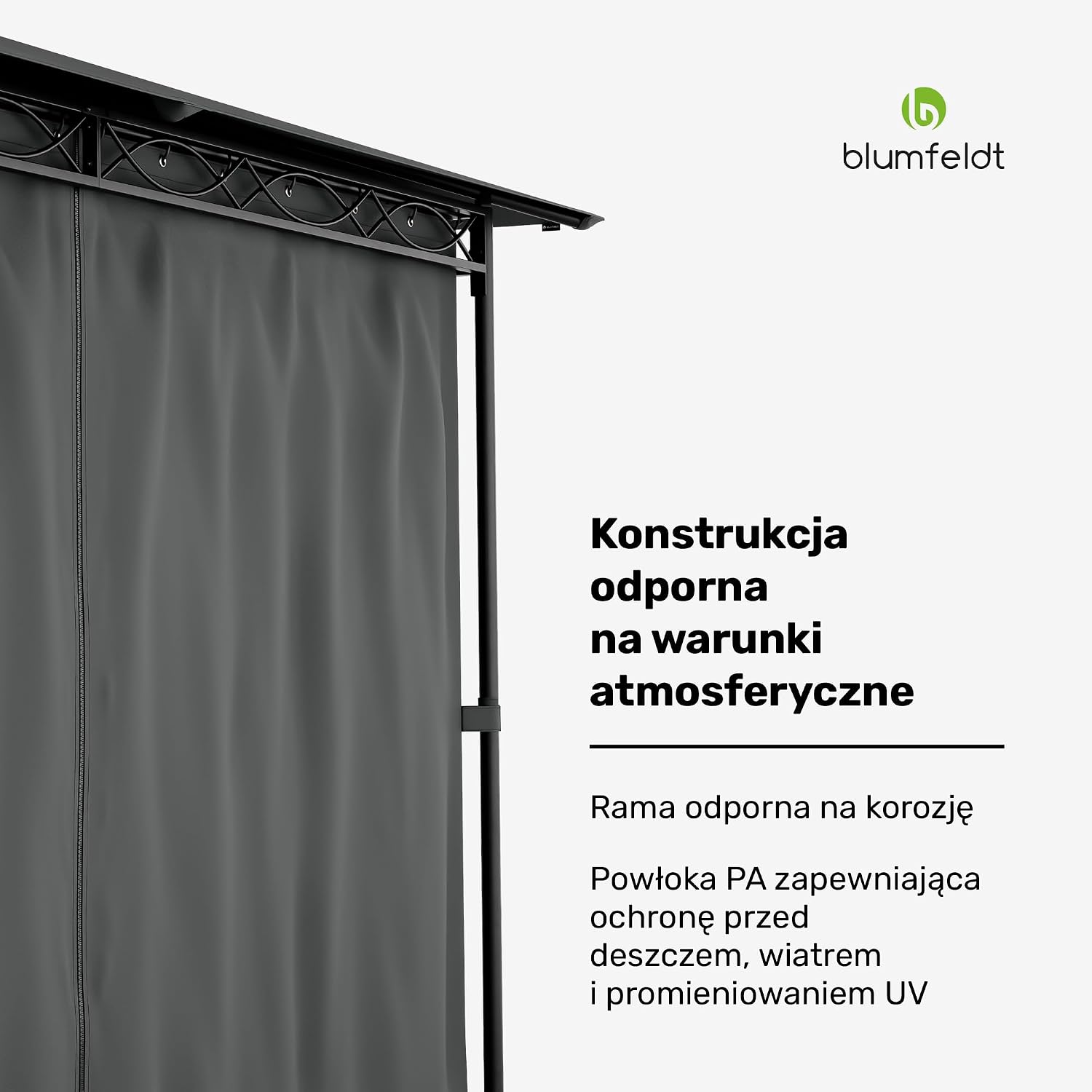 Detalle 2 de Blumfeldt Mondo 3x4 – pawilon ogrodowy z metalową ramą i zasłonami