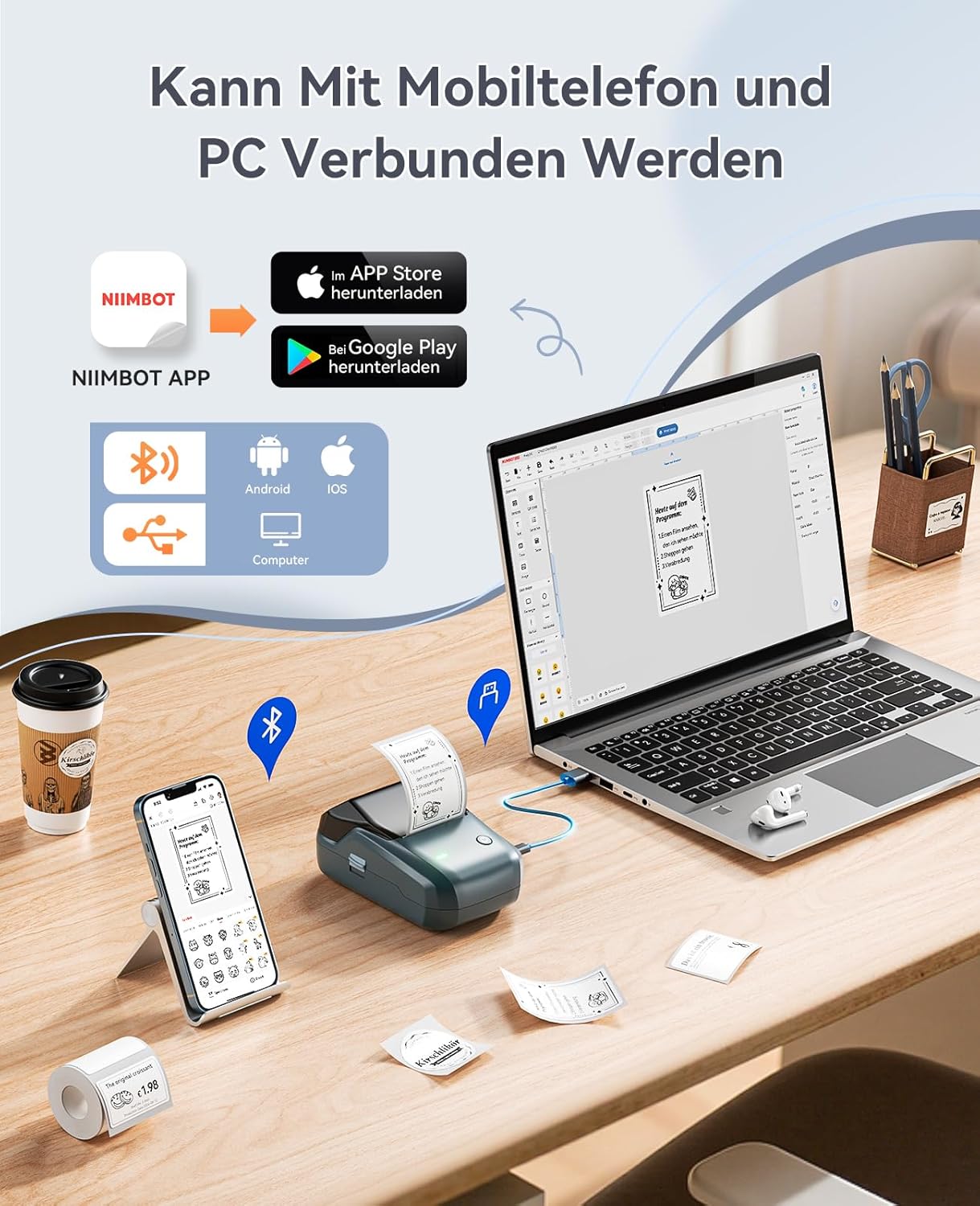 Thumbnail 5 de NIIMBOT B1 Etikettendrucker Bluetooth – tragbar 🎫
