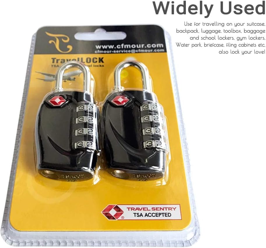 Thumbnail 6 de CFMOUR TSA Approved 4-Digit Suitcase Locks (4-Dial) – 2 Pack, Easy Read, Black