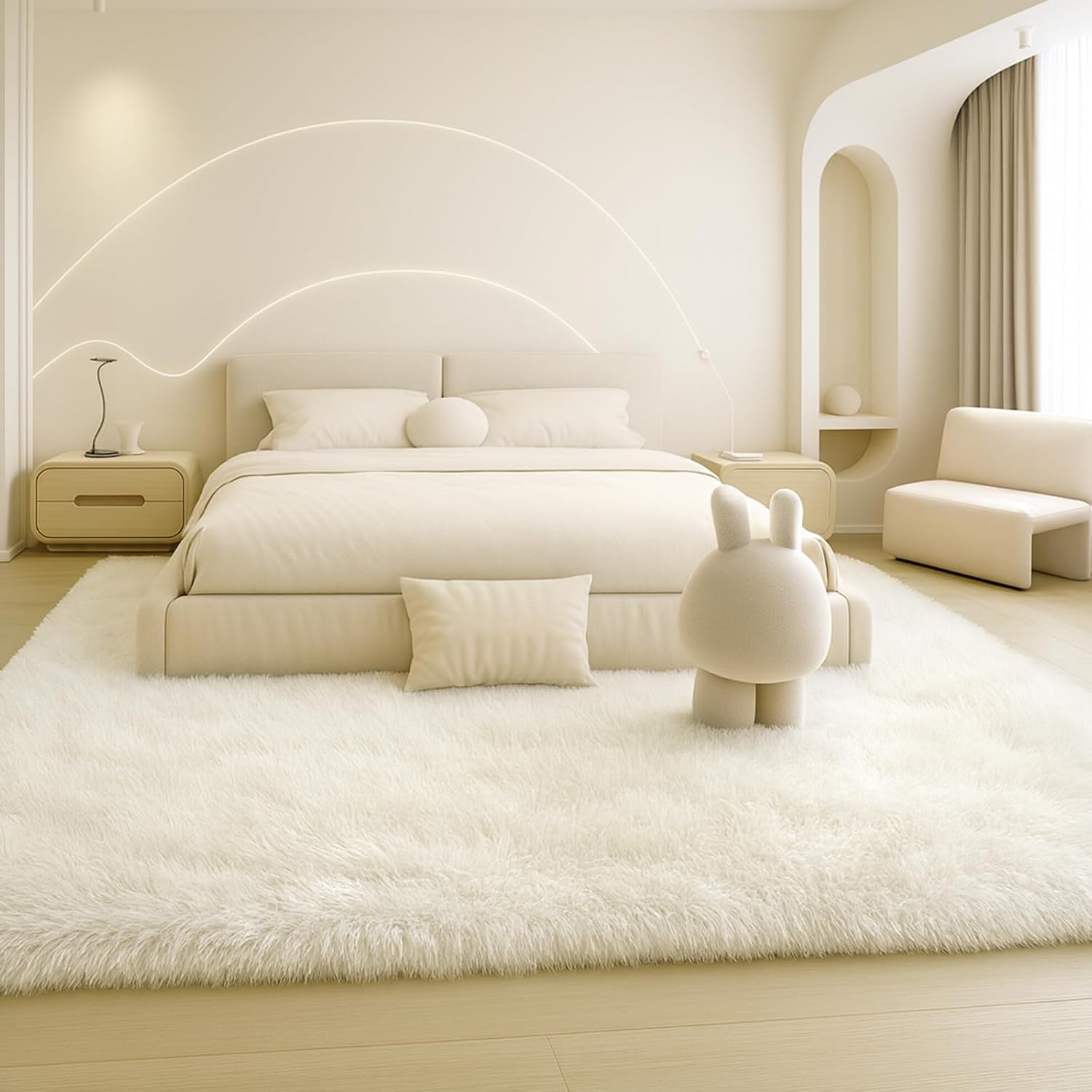 Detalle de Mtandyx 8x10 Plush Cream White Area Rug