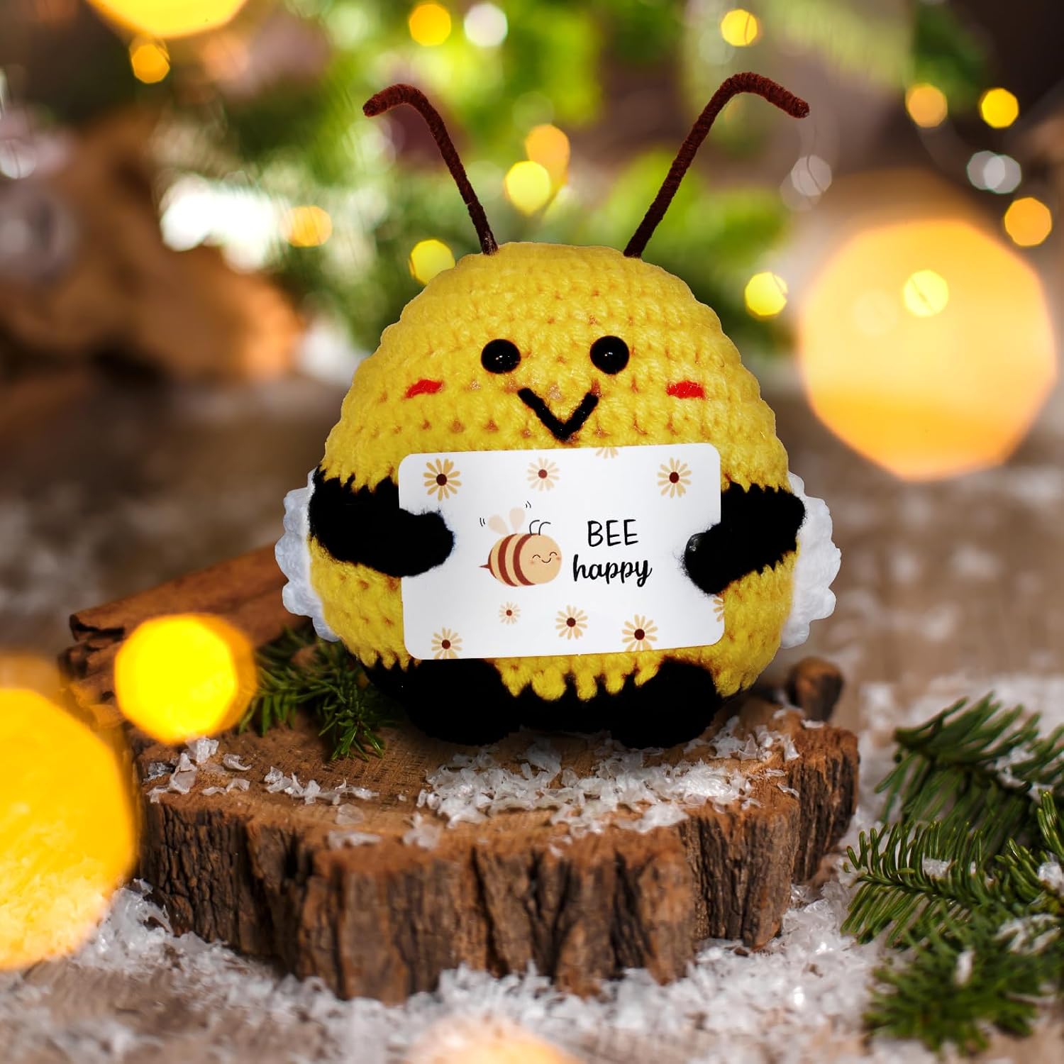 Thumbnail 6 de DealKits Pocket Hug Biene gehaakte bij, 8 cm met BEE happy-kaartje