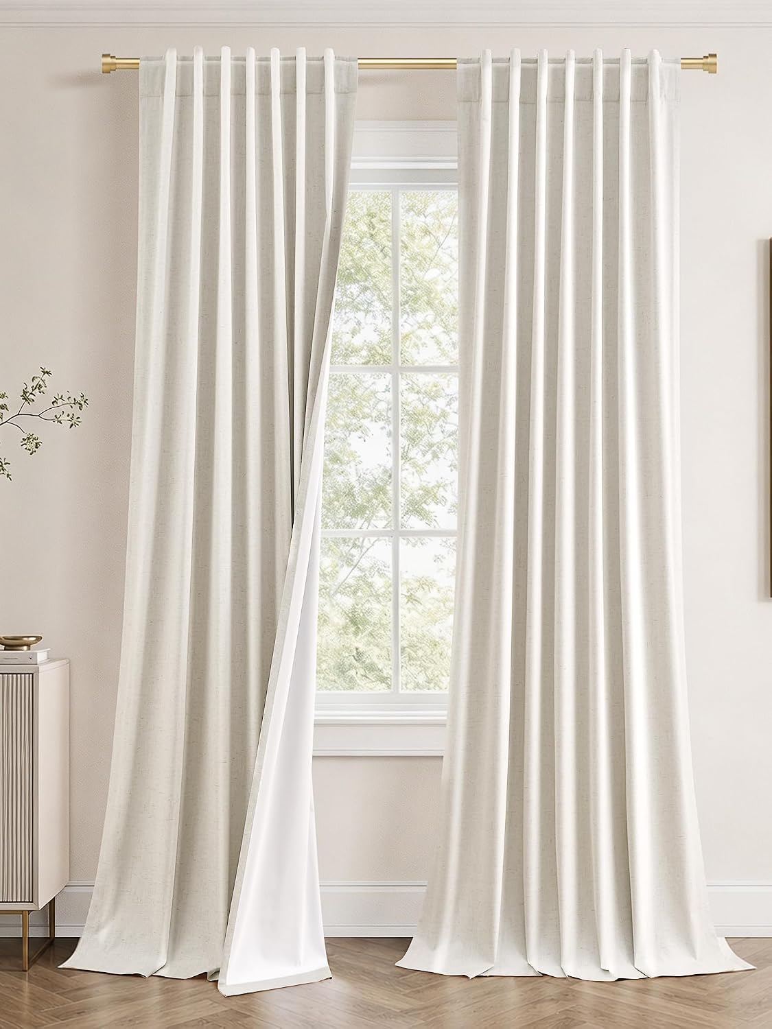 Jowels 90 Inch Linen Blackout Curtains 2 Panels 🪟