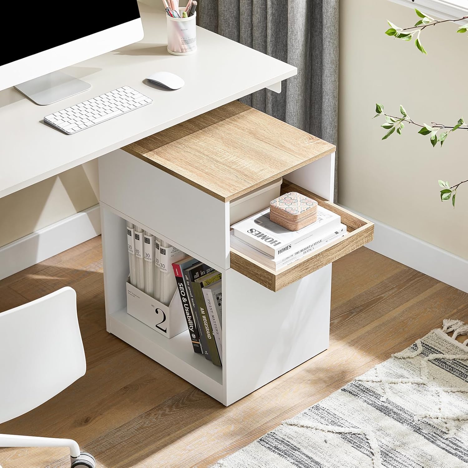 Detalle 2 de SoBuy ASK08-WN meuble imprimante 40x50x65cm