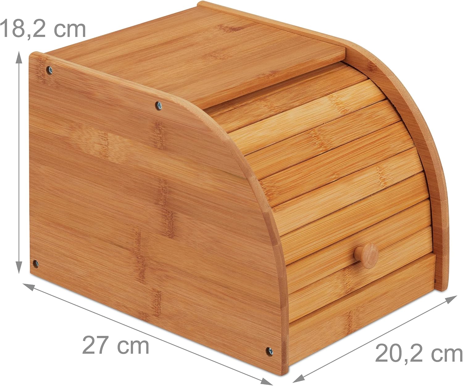 Detalle 2 de Relaxdays 10024208 Bamboo Bread Bin with Rolling Front Lid, Natural