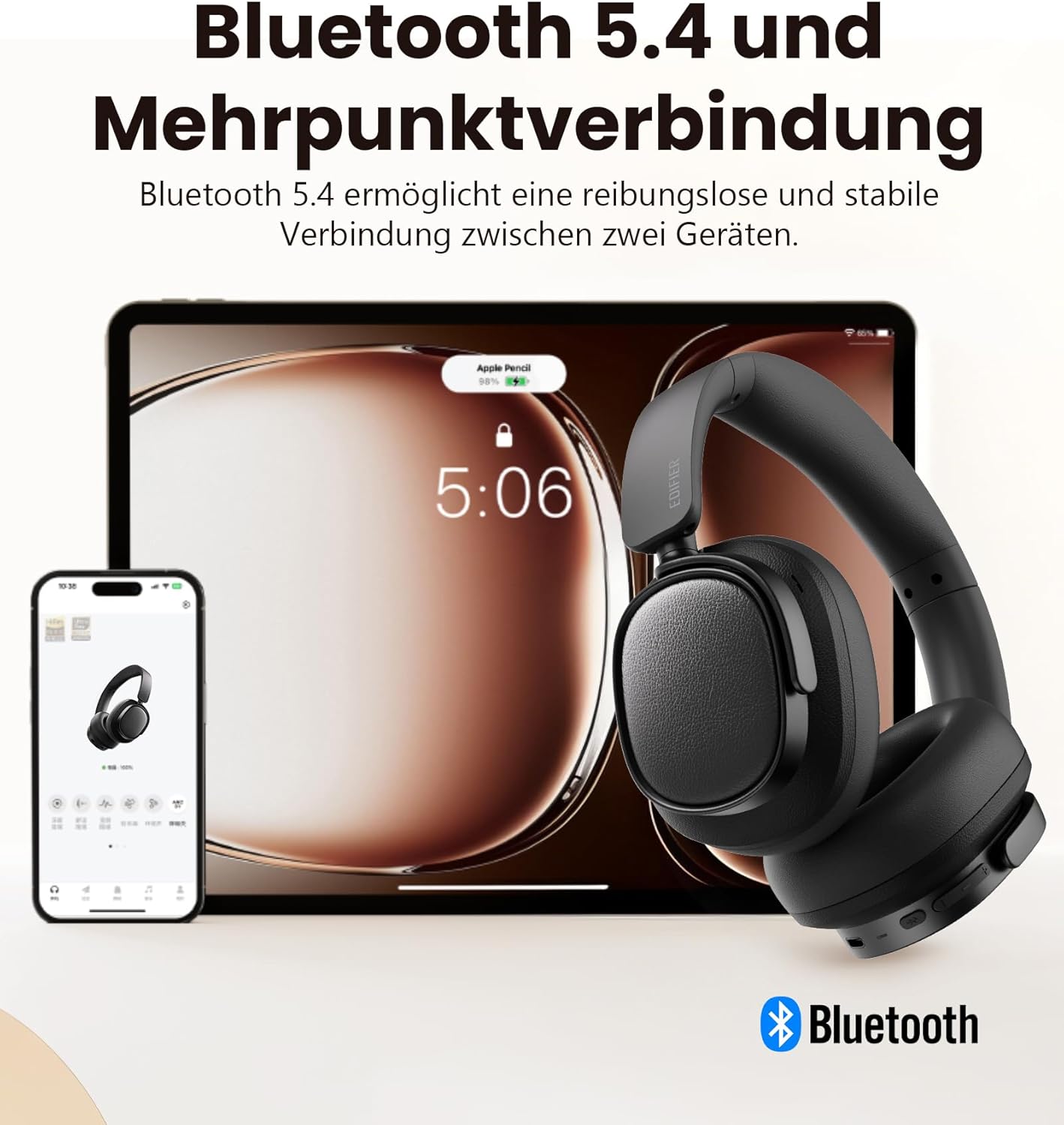 Thumbnail 4 de Edifier ES850NB kabellose Over-Ear-Kopfhörer mit ANC, LDAC & bis zu 92 h Laufzeit (Bluetooth 5.4, Multipoint) – Schwarz