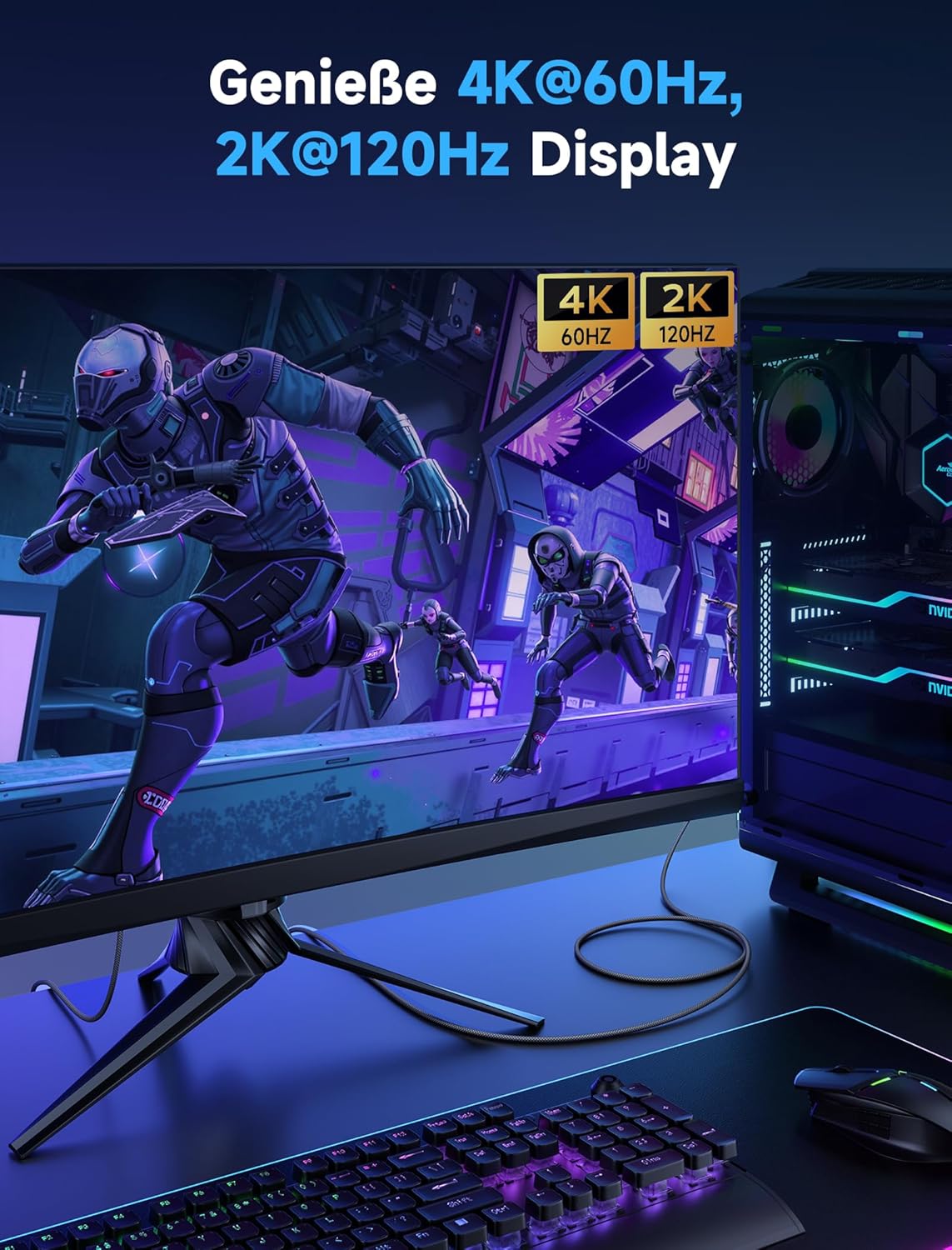 Thumbnail 1 de JSAUX 4K DisplayPort-zu-HDMI-Kabel (DP → HDMI) bis 4K@60Hz, 2K@120, 1080P@120, 2 m