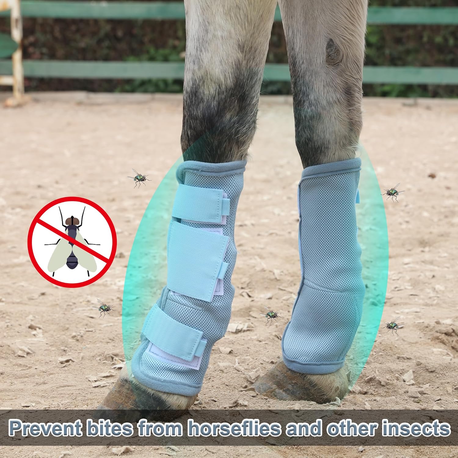 Thumbnail 4 de Gallopoff Horse Fly Boots Set of 4 – Breathable Mesh Leg Guards for Fly Protection