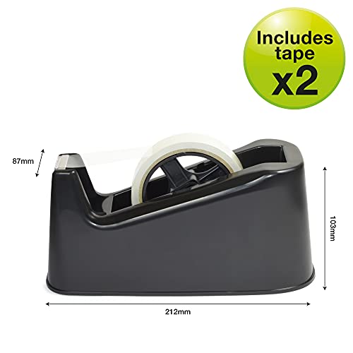 Detalle 2 de Rapesco 1540 Heavy Duty Tape Dispenser 500 with 2 Clear Tape Rolls – Black