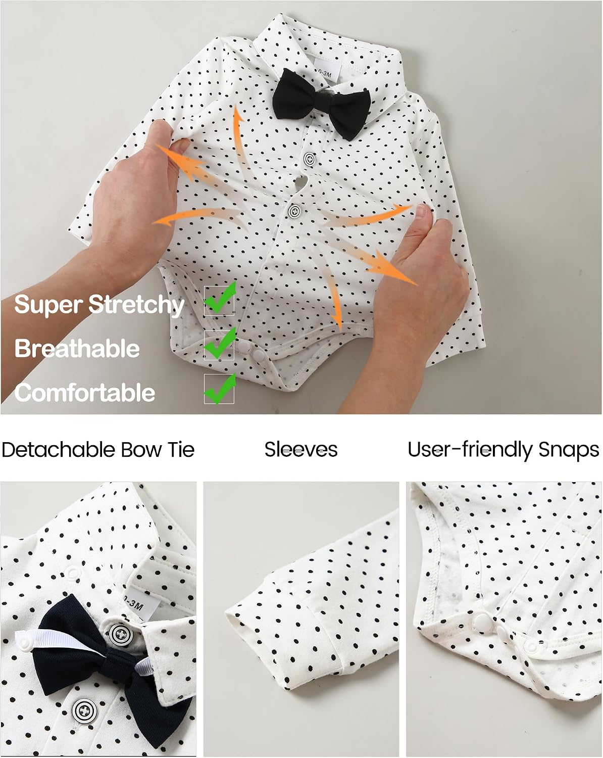 Detalle de Amissz Baby Anzug zur Taufe 0-18M Set