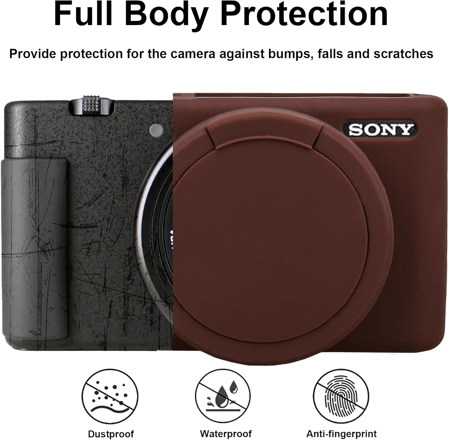 Thumbnail 2 de BOVKE Soft Camera Case for Sony ZV-1 (silicone cover with removable lens cover) – Brown