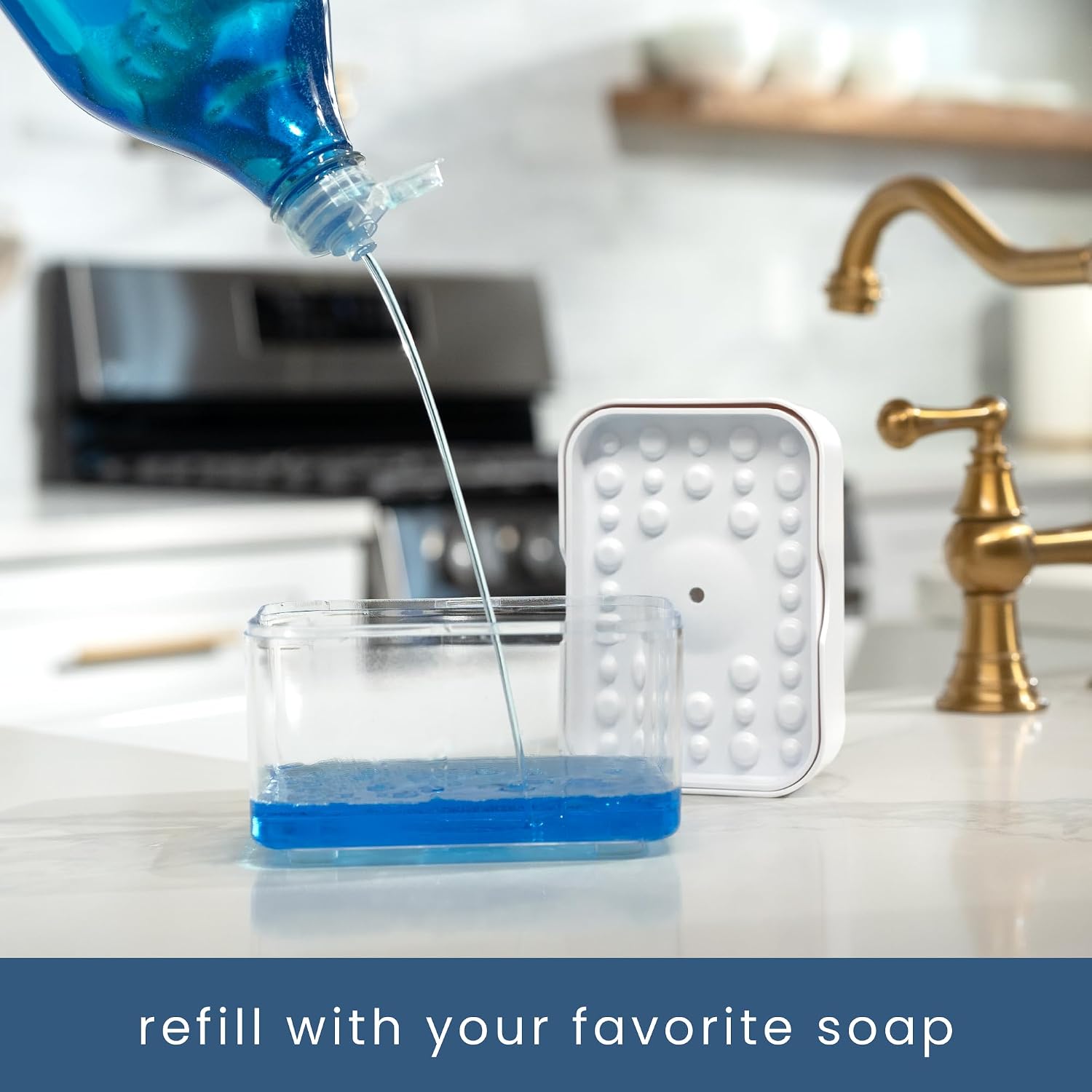 Detalle de S&T INC. Dish Soap Dispenser and Sponge Holder — Matte White, 13 oz