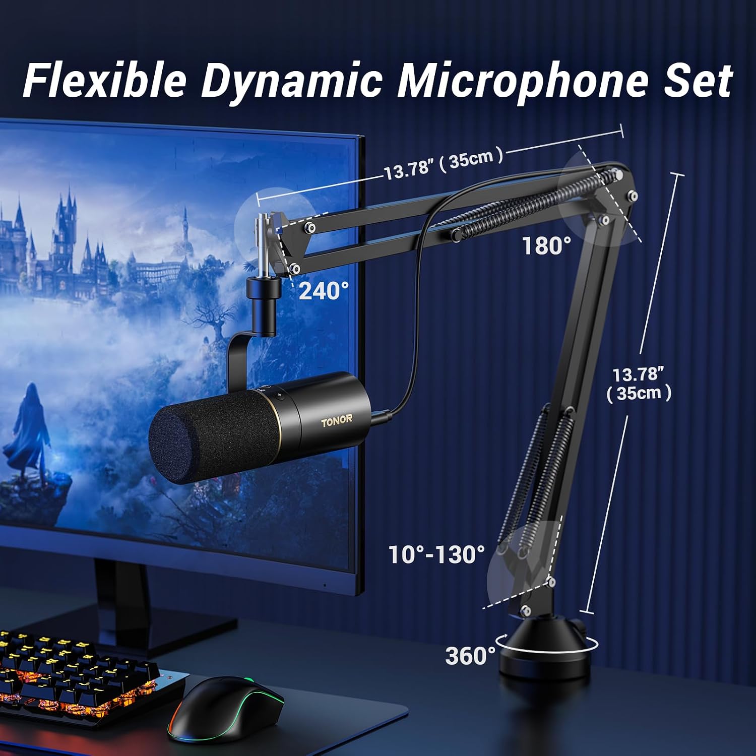 Thumbnail 6 de TONOR TD510+ dynamische USB/XLR-microfoon met cardioïde opname en arm