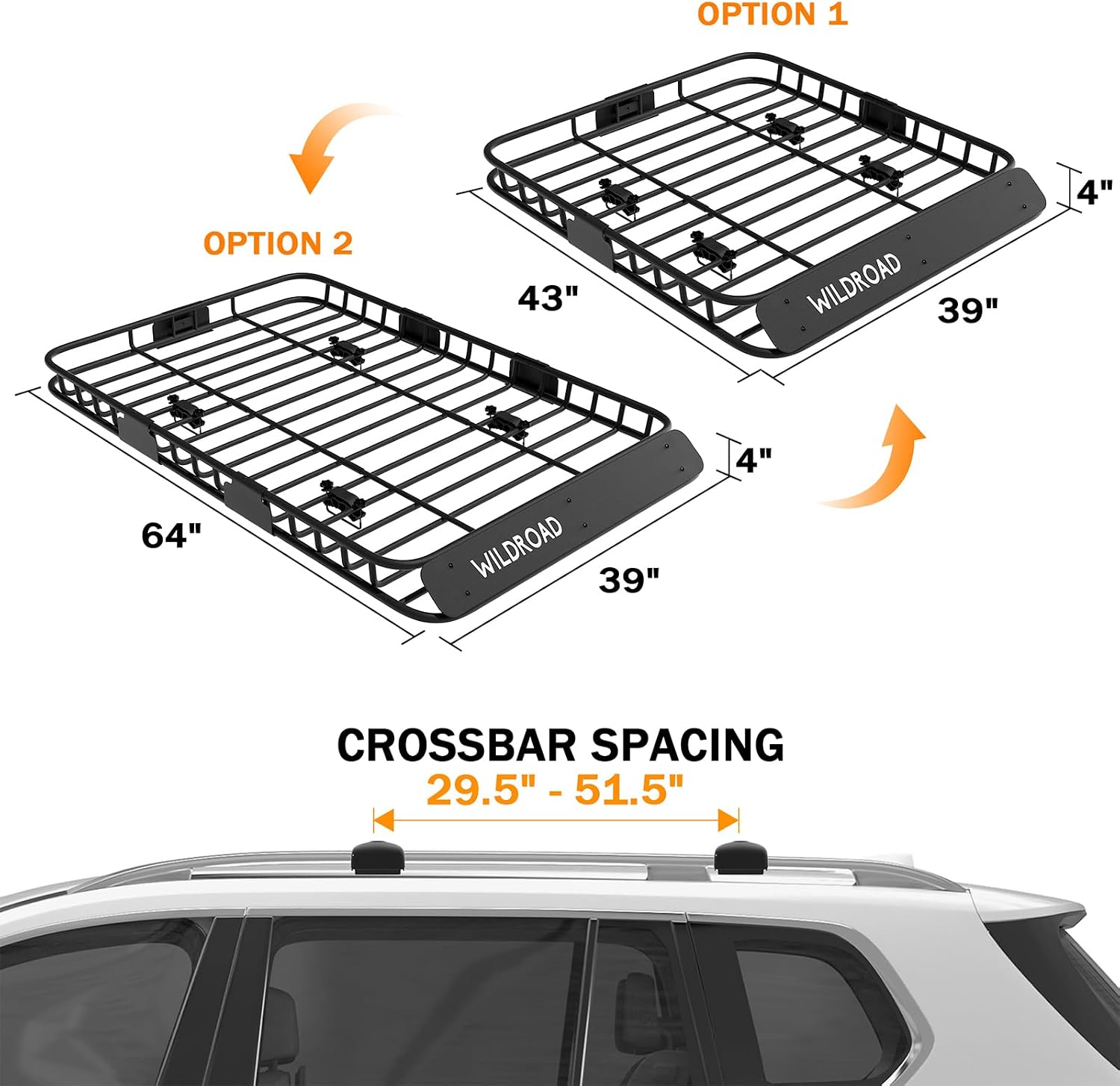 Thumbnail 6 de WildROAD Car Roof Cargo Basket 64x39x4