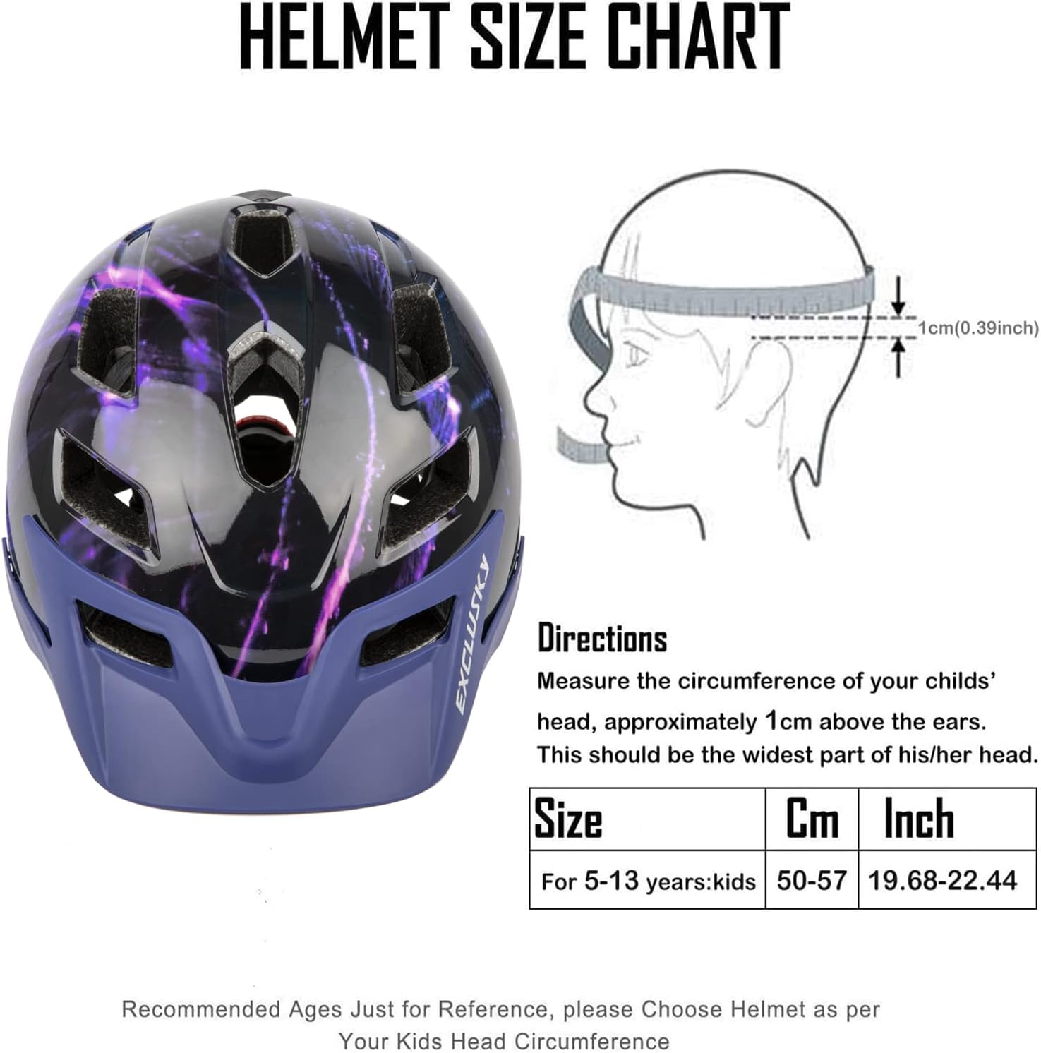 Thumbnail 1 de Exclusky Kids Bike Helmet (Age 5–13) with Adjustable Fit, 50–57cm