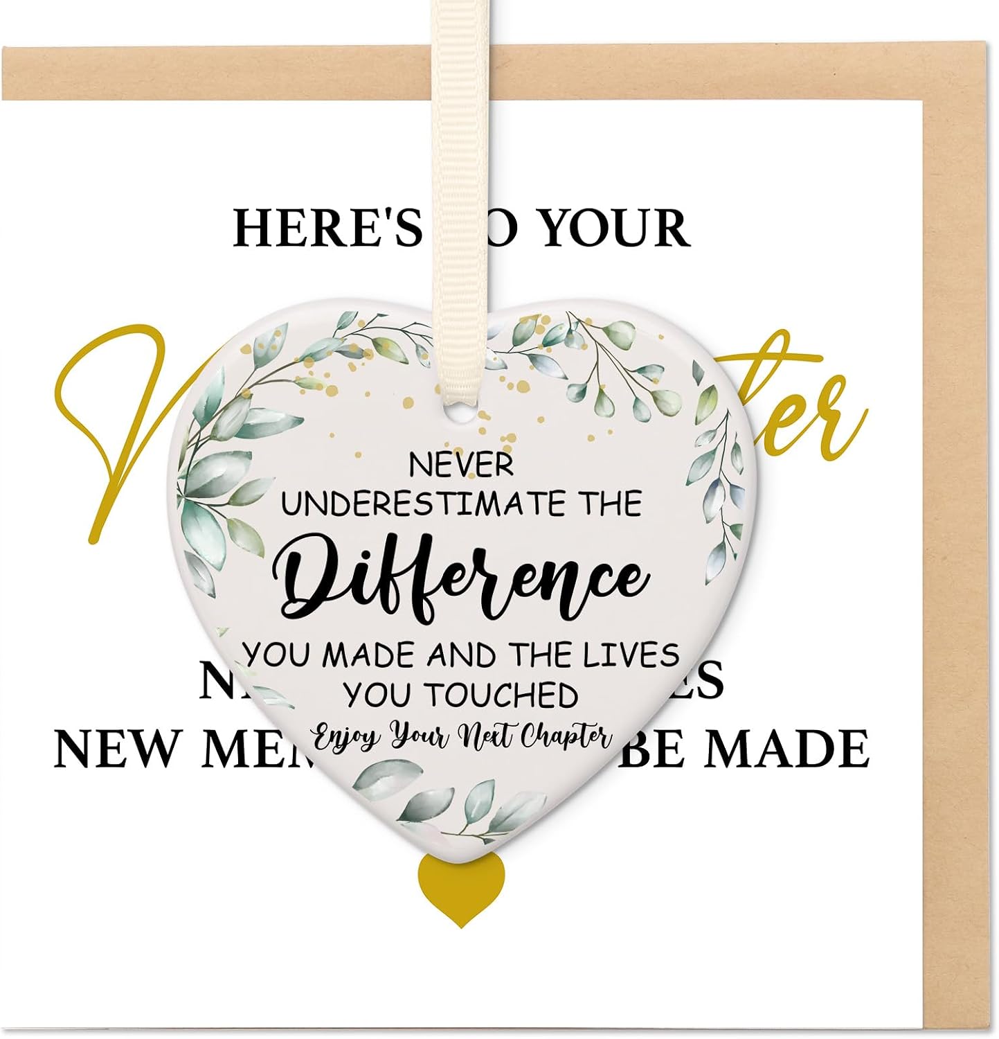 Detalle 2 de Blumuze Leaving Card with Ceramic Heart Plaque and Envelope – A Thoughtful Next Chapter Gift