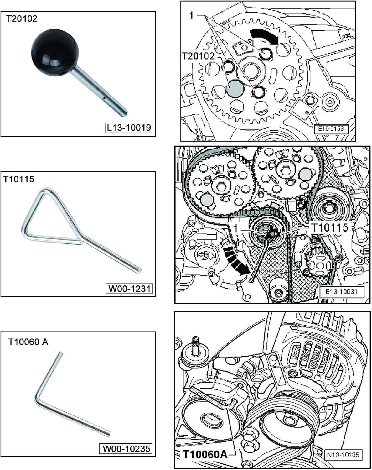 Detalle 2 de CCLIFE Zahnriemen-Wechsel Werkzeug Set – Einstellwerkzeug für VAG SDI/TDI Motoren (1.2–2.0)