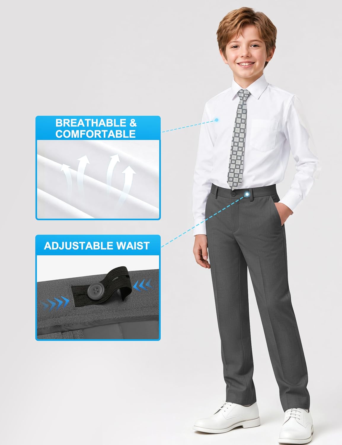 Thumbnail 4 de Marvelous Kids Boys’ 6-Piece Formal Slim Fit Suit Set (Vest, Pants, Shirt, Tie, Pocket Square, Bow Tie)