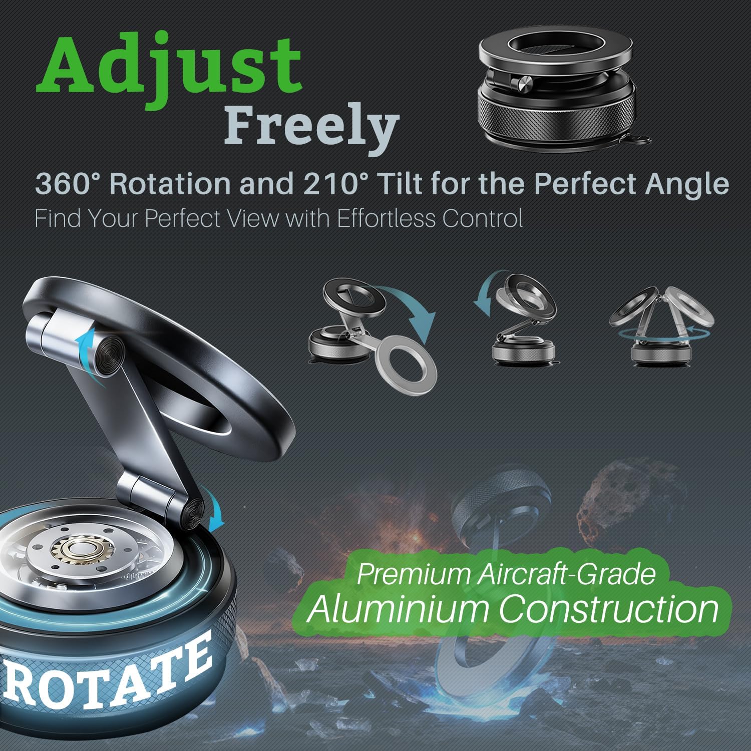 Detalle 2 de Jkoailiwi Magnetic car phone holder with 360°