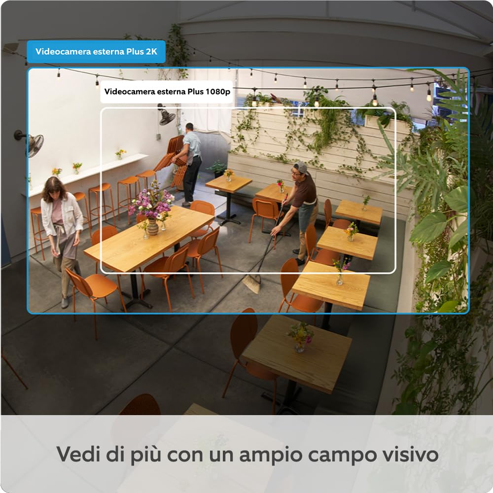 Detalle de Ring Videocamera esterna Plus a energia solare (Outdoor Camera Plus, modello recente) con video 2K e batteria ricaricabile