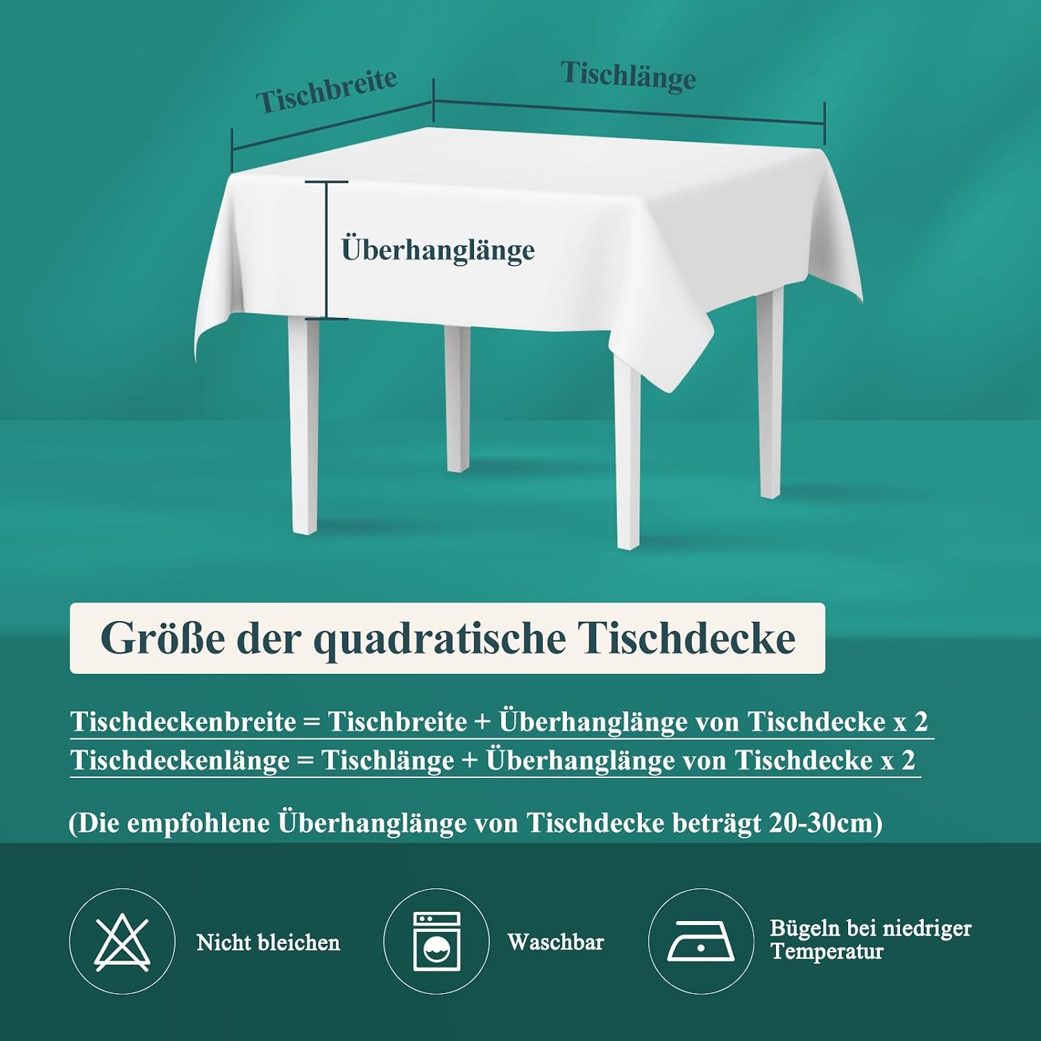 Detalle 2 de AooHome Tischdecke abwaschbar in Blaugrün (100x140 cm) mit Leinen-Optik und Lotuseffekt