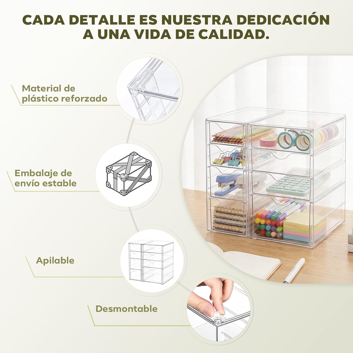 Detalle 2 de Ribech Organizador de Escritorio 8 Piezas