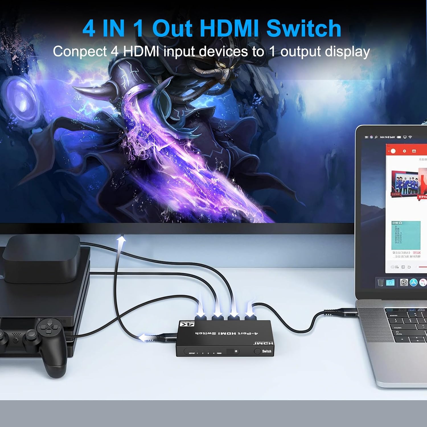 Thumbnail 2 de 4K HDMI Switch 4-in-1 für TV