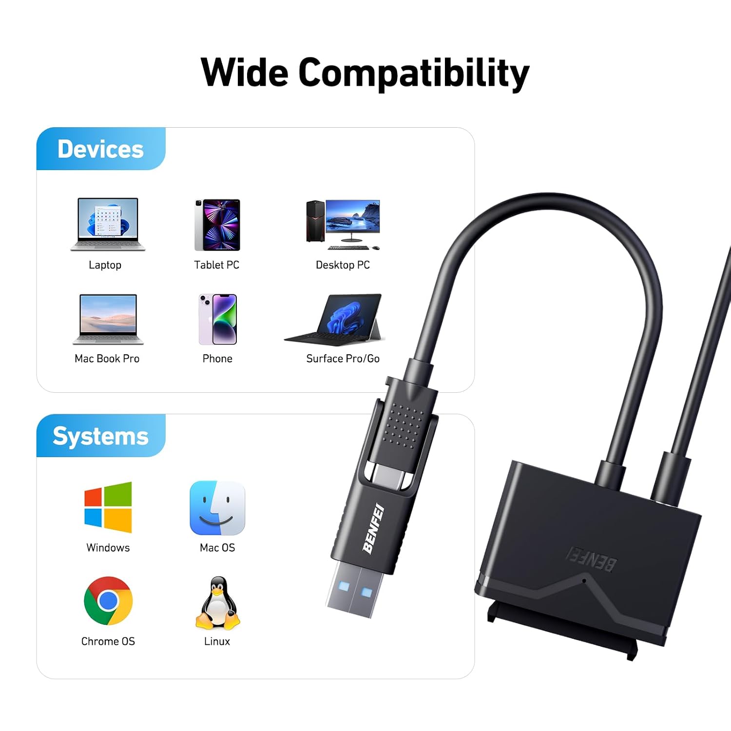 Thumbnail 5 de BENFEI Adattatore USB 3.0 a SATA 2,5/3,5