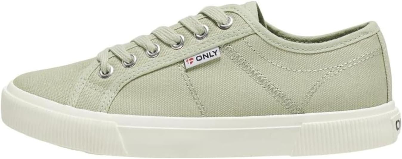 Detalle de ONLY Damen Onlnicola Canvas Sneaker Noos – Damen-Sneaker aus Canvas mit mandelförmiger Zehenform