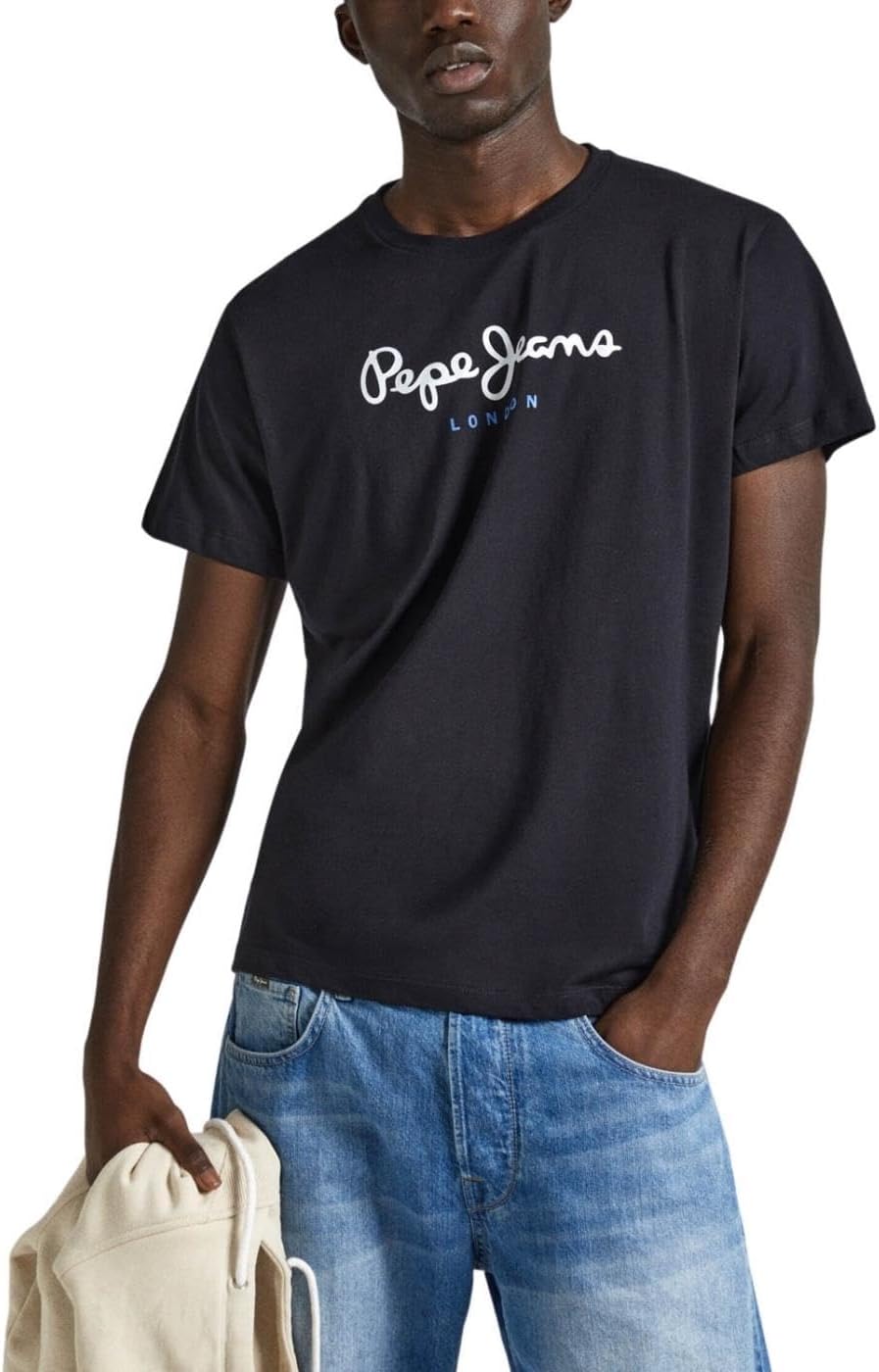 Detalle de Pepe Jeans Herren Eggo V T-Shirt – schlichte Essentials mit markantem Logoprint