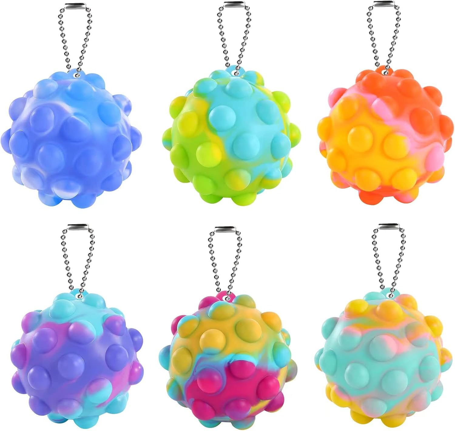 Detalle de Genuvi TOY6 Pop Fidget Toy Set, 6 Silicone Balls with Press-and-Pop Play