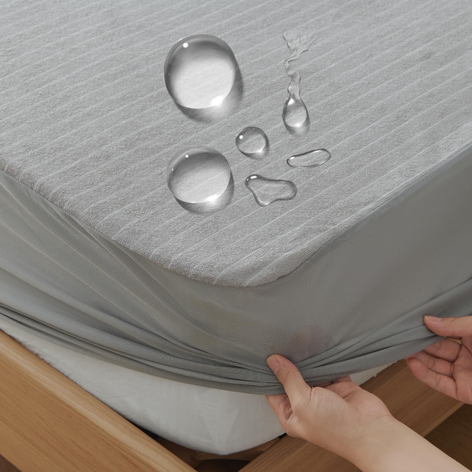 Detalle de クモリ SG-BS-BS 防水ボックスシーツ ダブル 綿100%タオル生地 140×200cm グレー
