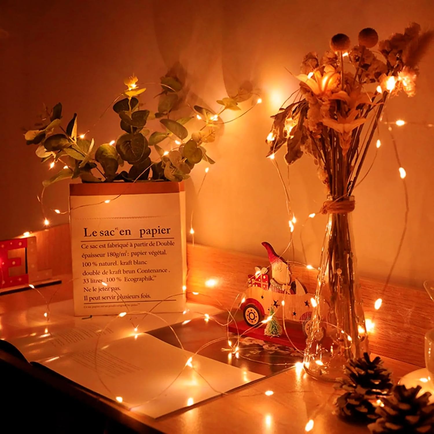 Thumbnail 6 de chzk D11-UG-V8A4 Fairy Lights, 7 ft, 20 Orange LEDs, 3 Lighting Modes