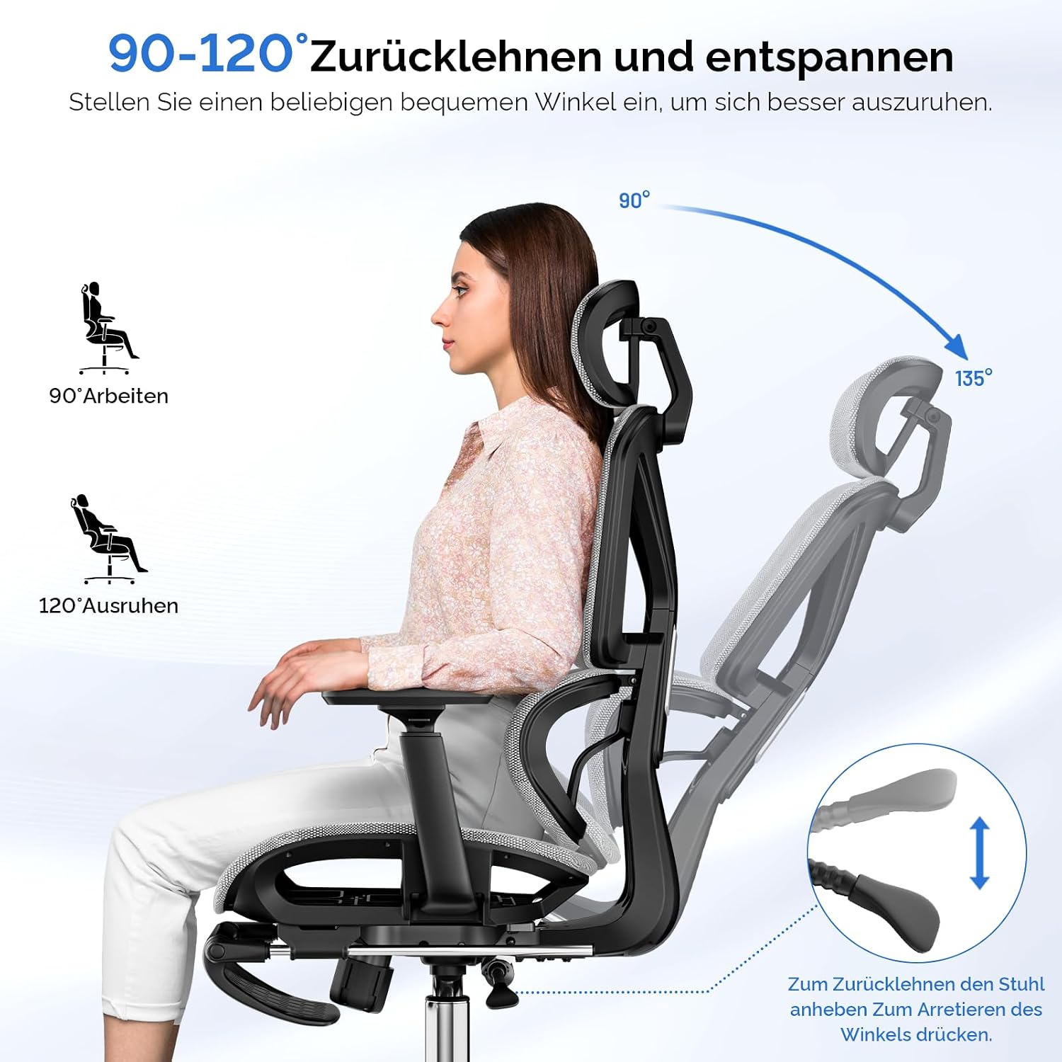 Detalle 2 de Bürostuhl mit Fußstütze und 4D Armlehnen