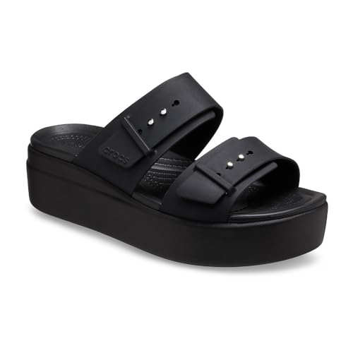Detalle de Crocs Femme Brooklyn Buckle Low Wedge Sandales – Noir (41/42 EU)