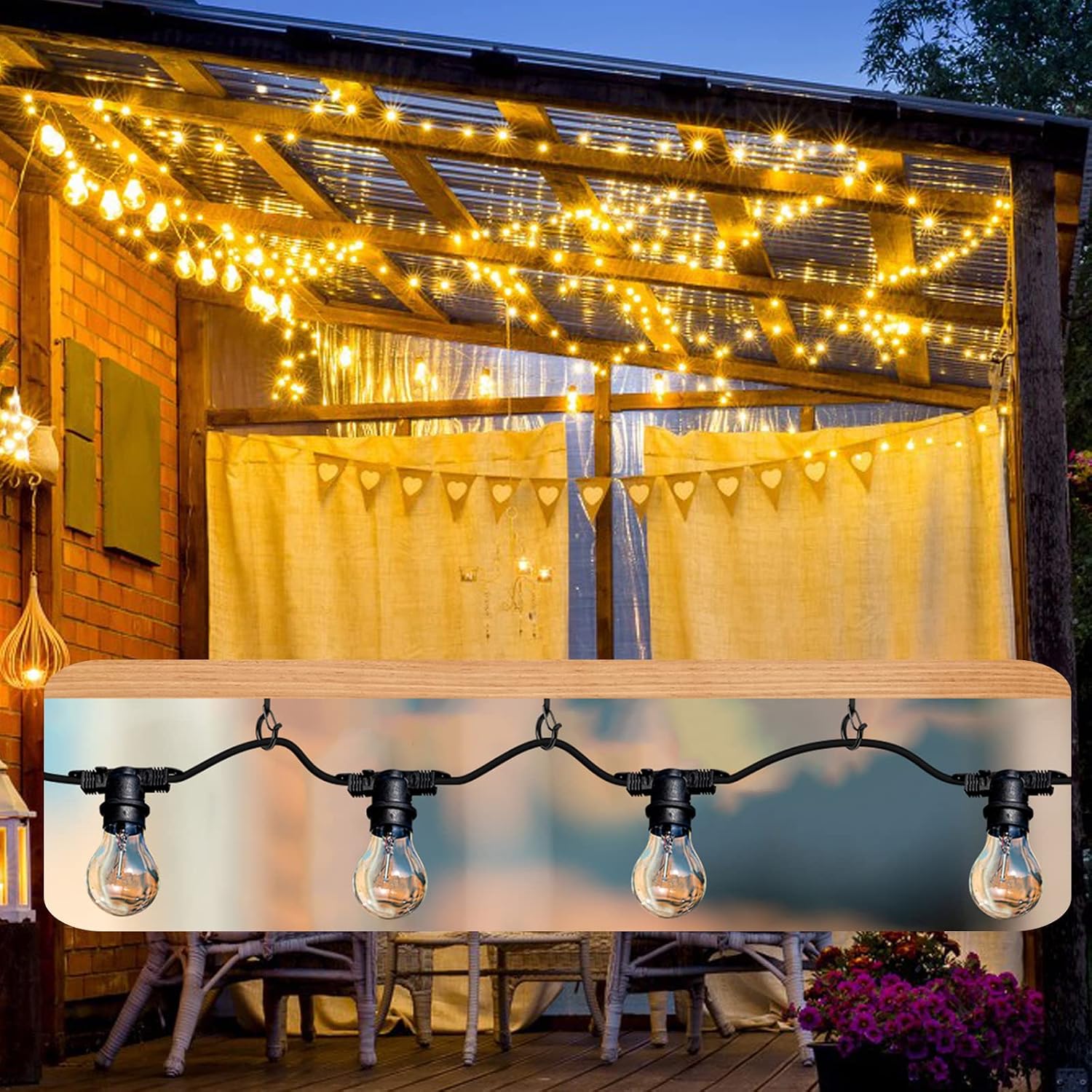 Detalle 2 de FSAH 50-Piece Q Hooks for String Lights, Safety Buckle, Powder-Coated Iron