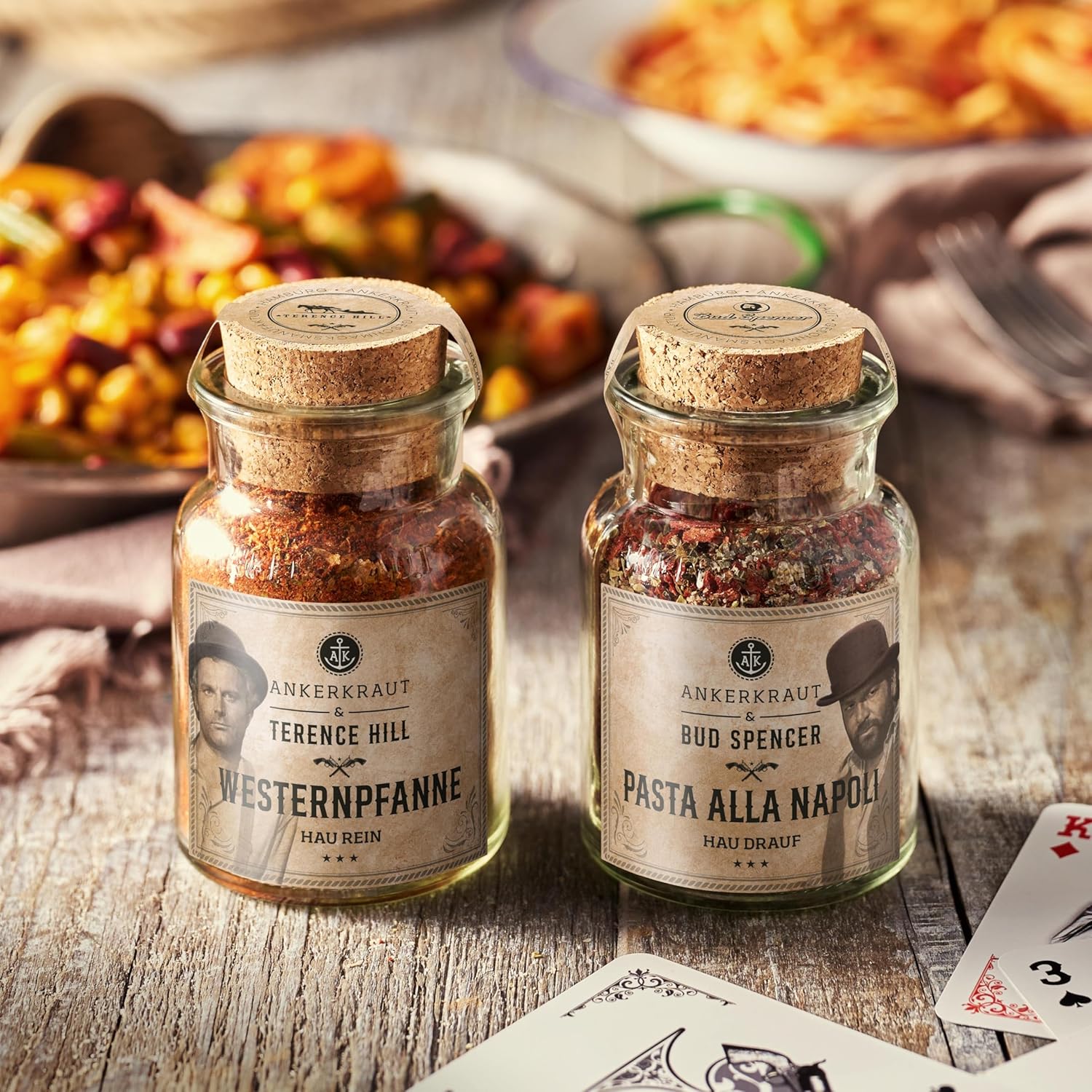 Detalle 2 de Ankerkraut Bud Spencer & Terence Hill Bagaluten Gewürz-Box – Westernpfanne & Pasta alla Napoli (195 g Inhalt)