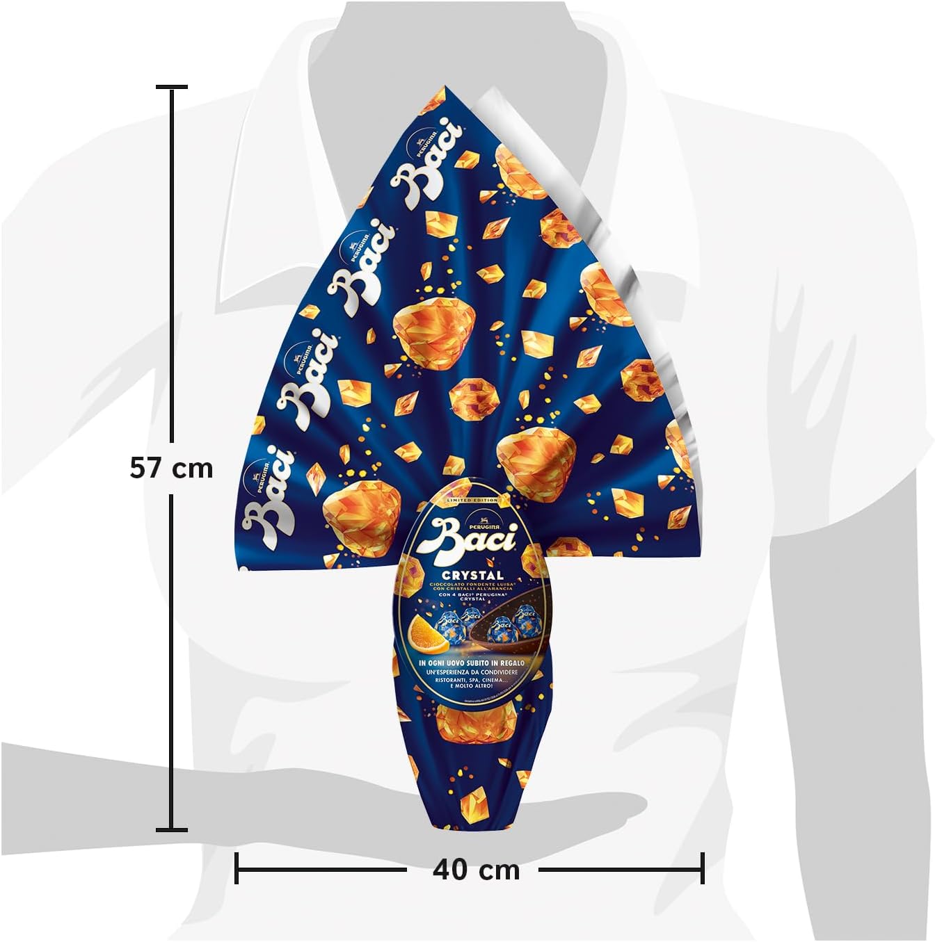Detalle 2 de Baci Perugina Uovo di Pasqua 2026 Cioccolato all’Arancia Crystal con sorpresa e 4 cioccolatini da 265 g